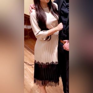 Midi Leather & Lace Dress